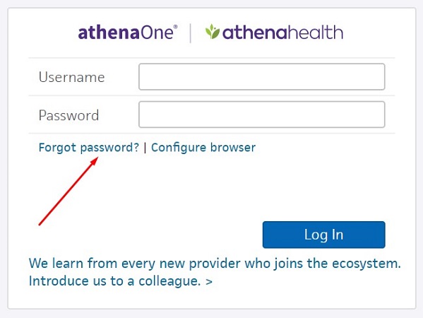 Athena Provider Forgot Password