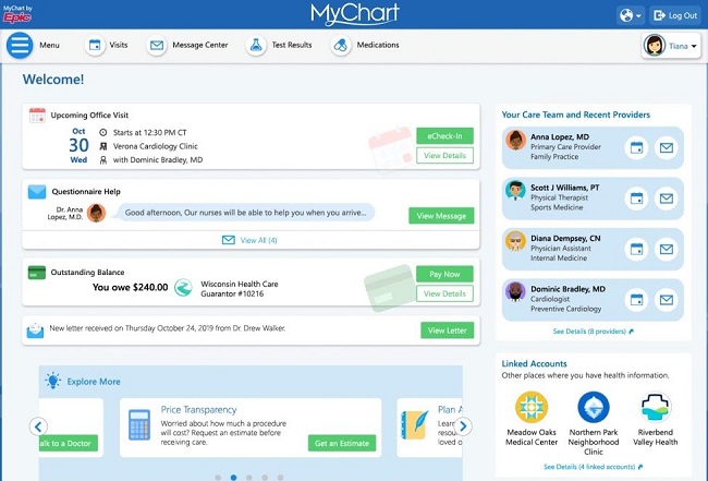 MUSC MyChart Dashboard