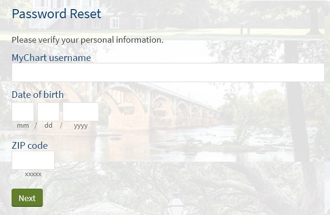 MUSC Reset Password