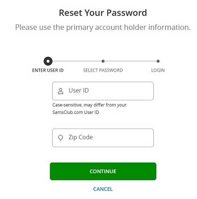 Sam's Club Credit Card Reset Password