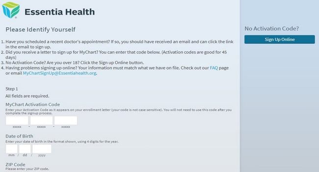 Essentia Health MyChart Activation