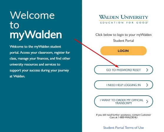 Walden University Password Reset