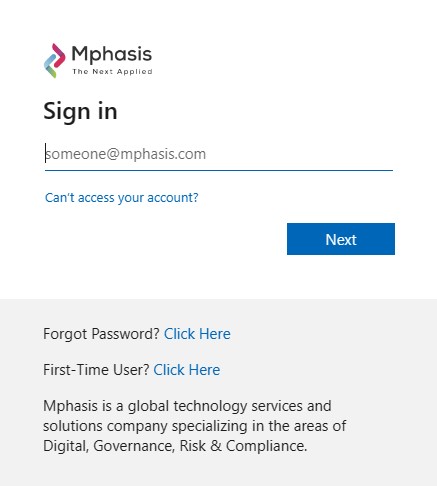 Mphasis Login Page