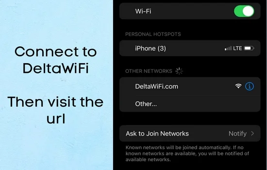 Connect To DeltaWifi Network