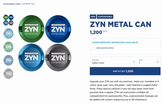 ZYN Rewards Metal Can